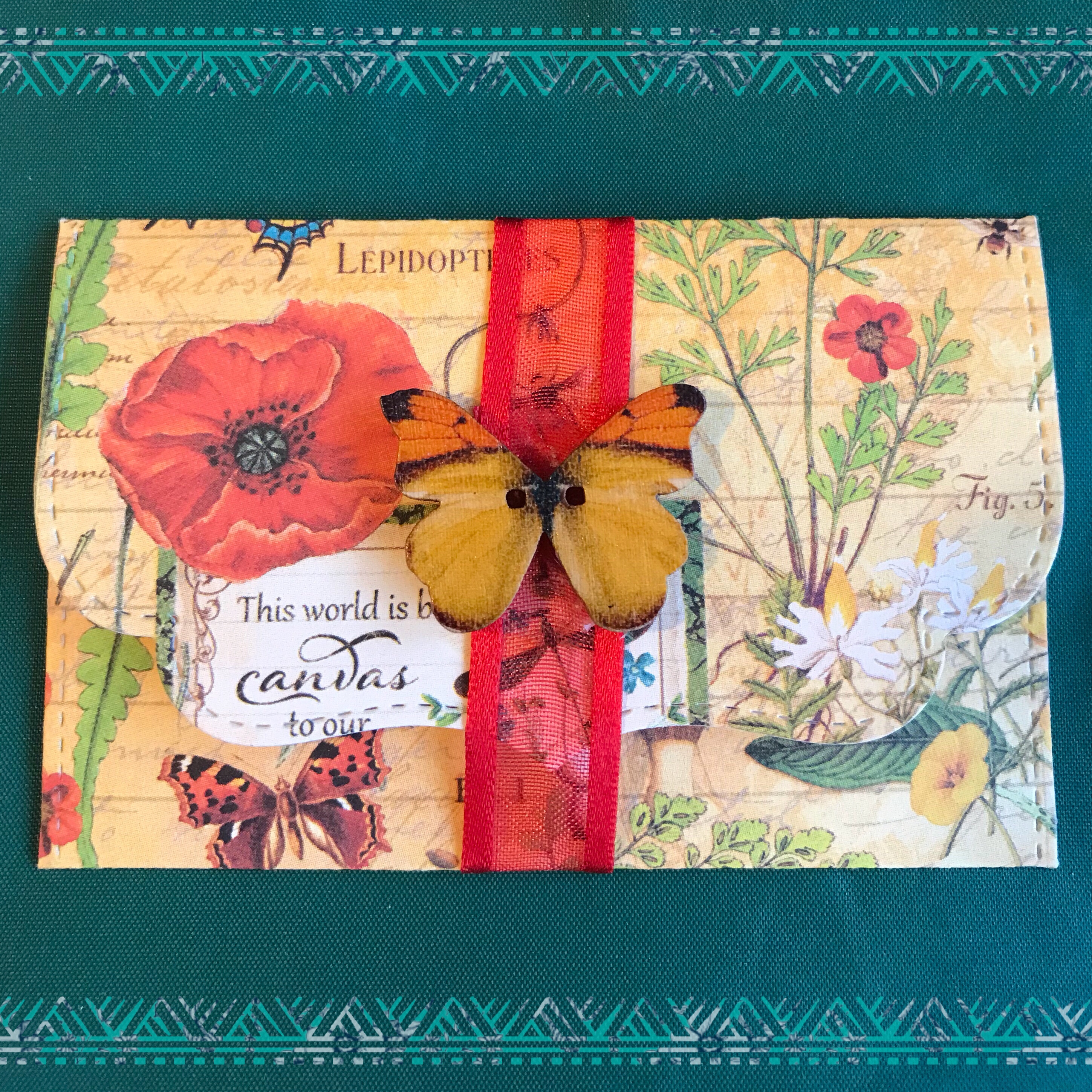 Butterfly and flower vintage gift envelope 